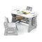 Height Adjustable Kids Table and Chair Set with Tiltable Whiteboard and Concave Shelf