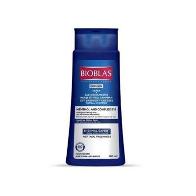 Bioblas Thermal Expert Men Anti-Dandruff Shampoo for Hair Loss - Zinc & Menthol Formula, 12.17 fl oz