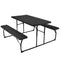 Indoor and Outdoor Folding Picnic Table Bench Set with Wood-like Texture