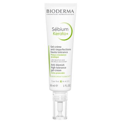 Bioderma Sebium Kerato+ Gel Cream for Oily and Acne-Prone Skin - Dermatologically Tested, Salicylic Acid Skincare
