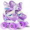 Kids Roller Skates 4 Sizes Adjustable with Light-up Wheels for Toddler Aged 3-4 (XS)