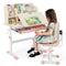 Height Adjustable Children School Home Study Table and Chair Set with Tilted Desktop for 3-12 Years Old