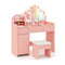 Kids Vanity Desk with Mirror and Lights Princess Pretend Play Dressing Table-Purple
