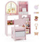 Kids Vanity Set Princess Girls Makeup Vanity Desk with Chair and 3-Color LED Lighted Mirror