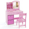 Kids Vanity Set with Lighted Mirror Makeup Desk and Chair Set with Drawers