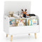 Kids Wooden Toy Box with Front Bookshelf and 4 Solid Wood Legs for Playroom