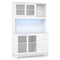 Kitchen Pantry Storage Cabinet Kitchen Hutch with LED lights and Power Outlet