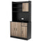 4-Door Freestanding Kitchen Buffet with Hutch and Adjustable Shelves