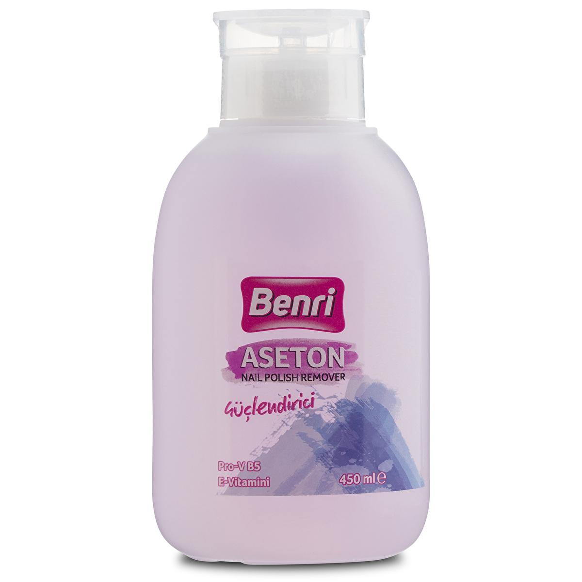 Benri Nail Strengthener Acetone with E Vitamin & Pro-V B5 - Gentle Polish Remover for Weak Nails
