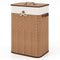 19 Gal Rectangle Laundry Basket Bamboo Clothes Hamper with Handles and Lid