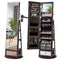 Lockable 360° Swivel Jewelry Cabinet with Full-Length Mirror LED Lights