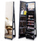 64 Inches Lockable Jewelry Cabinet Armoire with Built-in Makeup Mirror