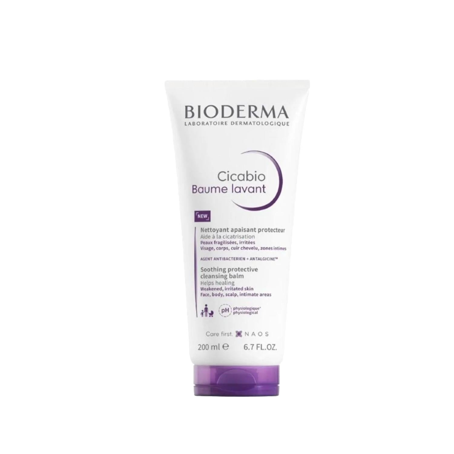 Bioderma Cicabio Soothing Cleansing Balm for Sensitive Skin - Gentle, Reparative Skincare, 6.76 fl oz