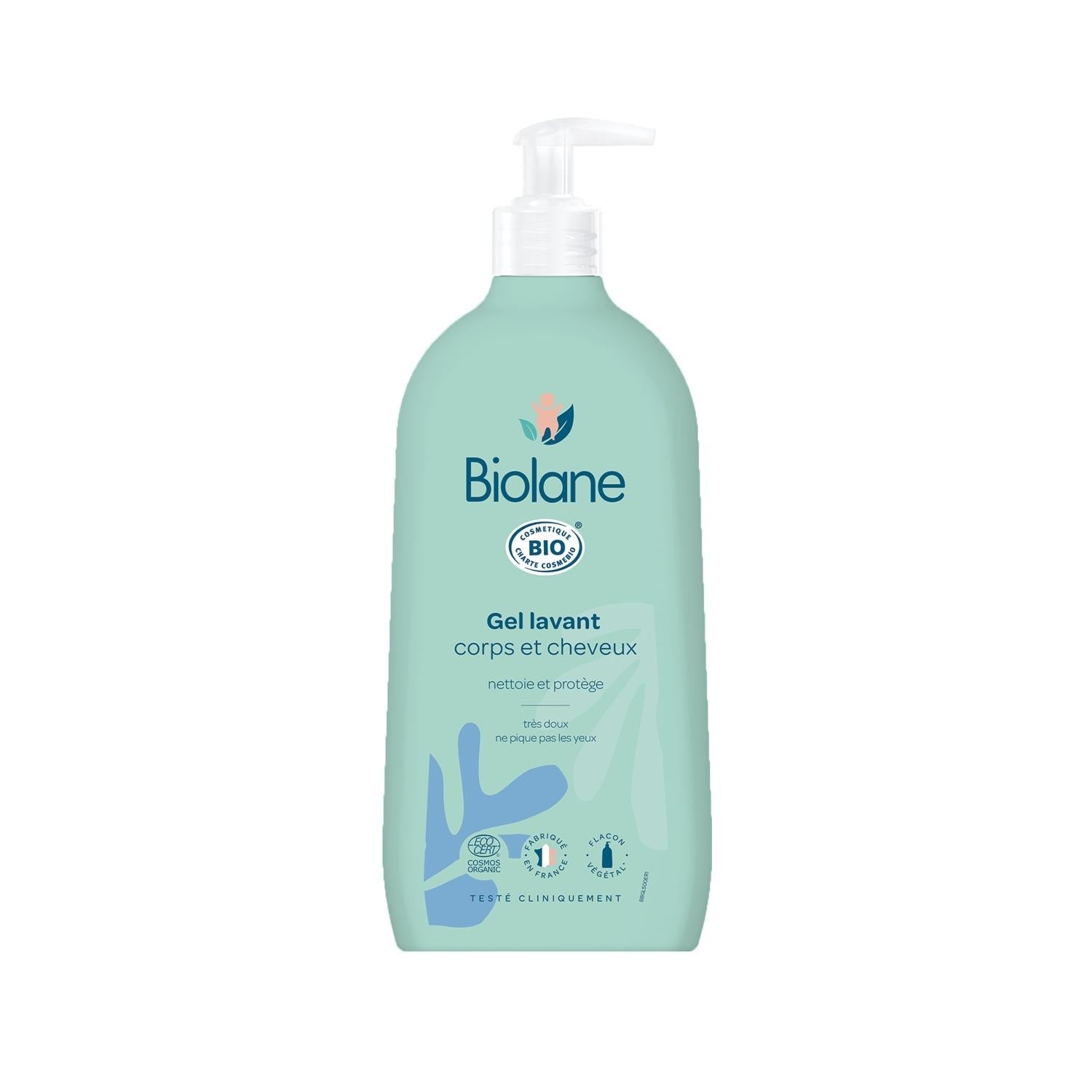 Biolane Organic Hair and Body Cleansing Gel - Gentle, Chemical-Free, 16.91 fl oz