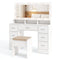 Makeup Vanity Desk with Mirror 3-Color LED Lights and Charging Station