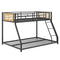 Metal Bunk Bed Twin Over Full with Full Length Safety Guardrail and Ramp Ladder