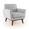 Modern Accent Chair Upholstered Linen Fabric Armchair with Removable Padded Seat Cushion
