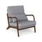 Modern Accent Chair with Rubber Wood Armrests and Removable Back