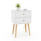 Modern Nightstand Bedside Table Mid Century with 2 Drawers-Natural