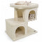 Modern Cat Tree Space-saving Cat Tower with Upholstered Perch and 2 Cat Condos
