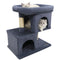 Modern Cat Tree Space-saving Cat Tower with Upholstered Perch and 2 Cat Condos