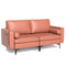Modern Loveseat Sofa with 2 Bolsters and Side Storage Pocket