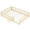 Montessori Bed Frame with Full-length Guardrails Safety Door and Latch