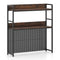 Multipurpose 2-Tier Desktop Bookshelf with Pegboard for up to 32 Inch Computer Monitor-Rustic Brown