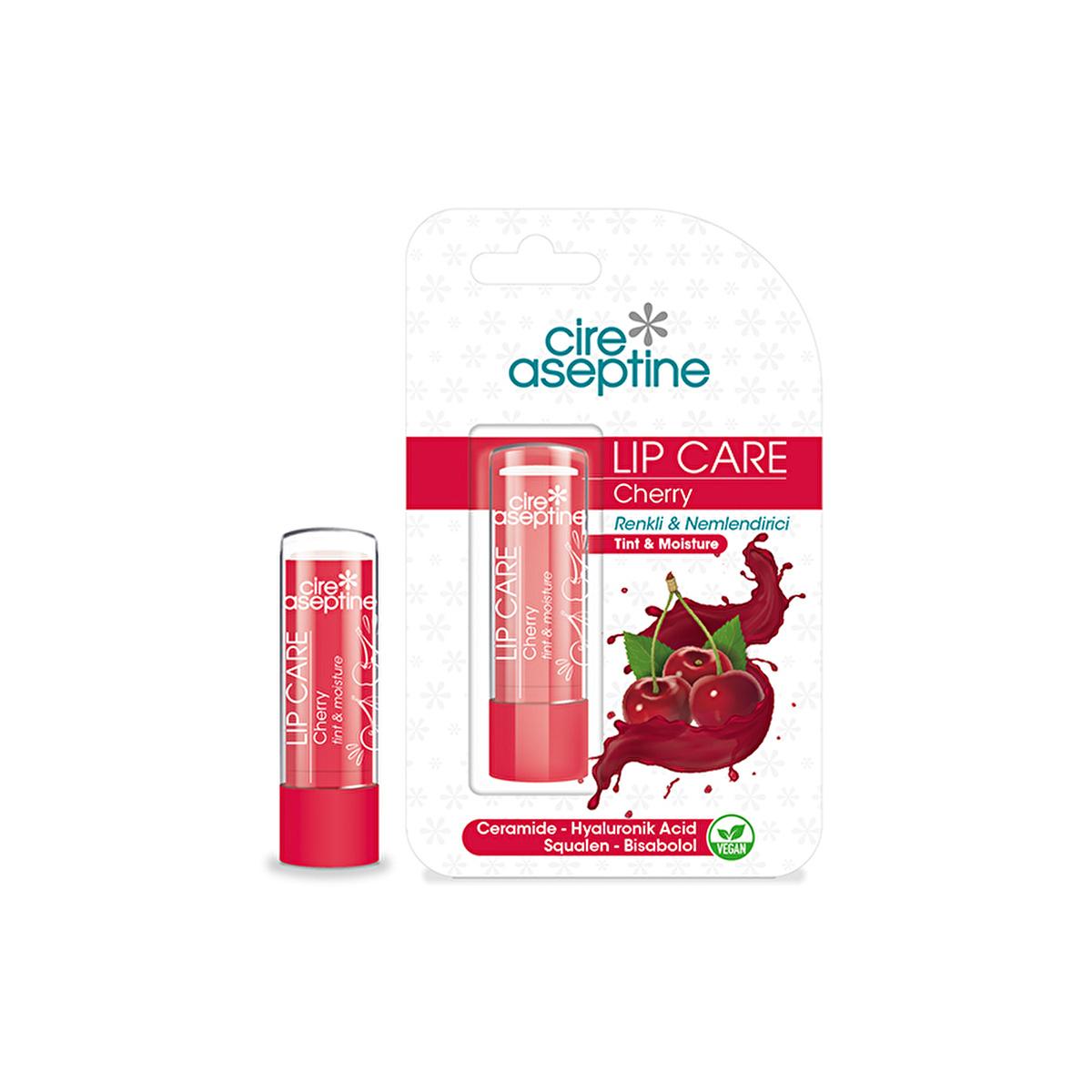 Cire Aseptine Cherry Tinted Lip Care Balm with Hyaluronic Acid & Ceramide - Moisturizing, Nourishing, and Tinted Lip Balm for Dry Lips