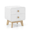 Nightstand with 2 Drawers Solid Rubber Wood Legs