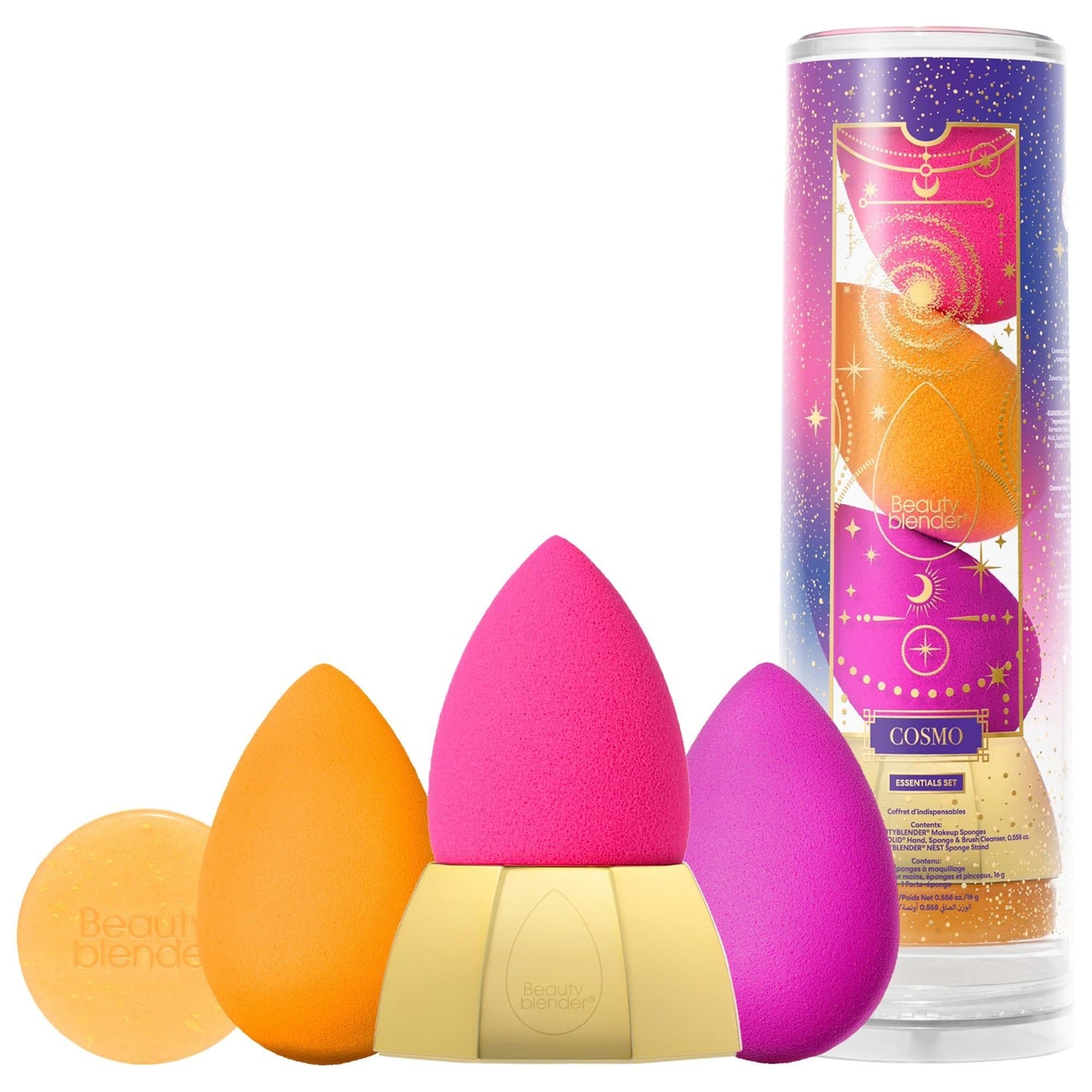 BEAUTYBLENDER COSMO Essentials Set: Flawless Makeup Application with Sponges, Vegan Cleanser and Storage