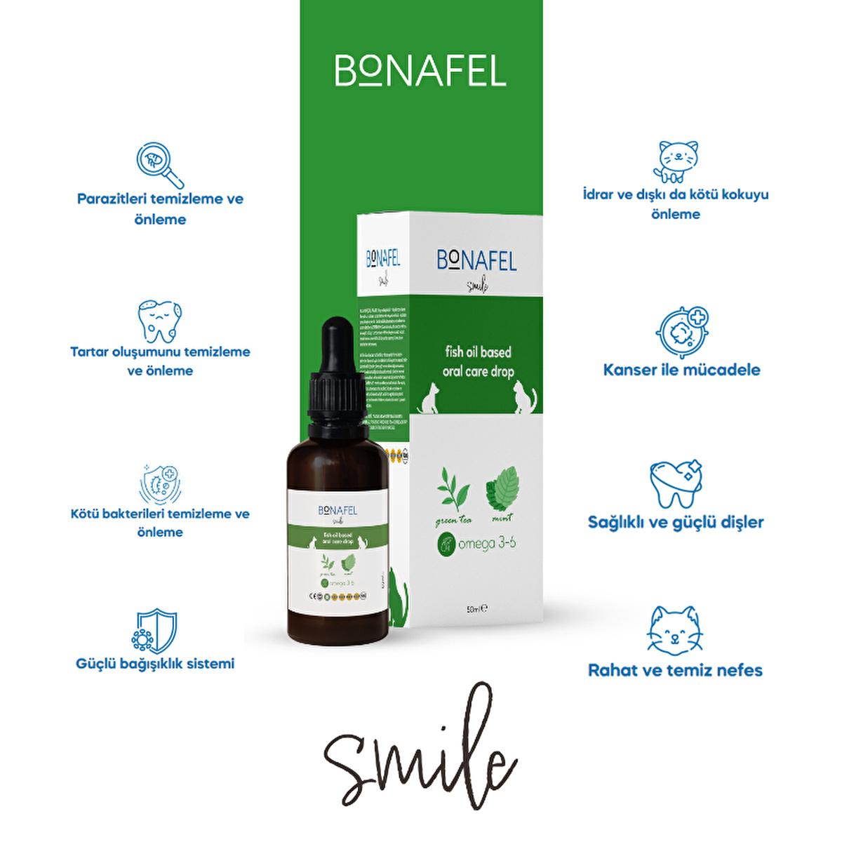 Bonafel Pet Oral Health Supplement for Cats and Dogs - Fish Oil Based Tablets for Fresh Breath & Overall Health