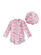 Girls' Fashion Bowknot Pattern One-piece With Hat