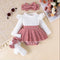 Sunken Stripe Long Sleeve Stitching Houndstooth Skirt One-piece Romper