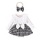 Long Sleeve Stitching Woven Style Plaid Skirt Bow Romper