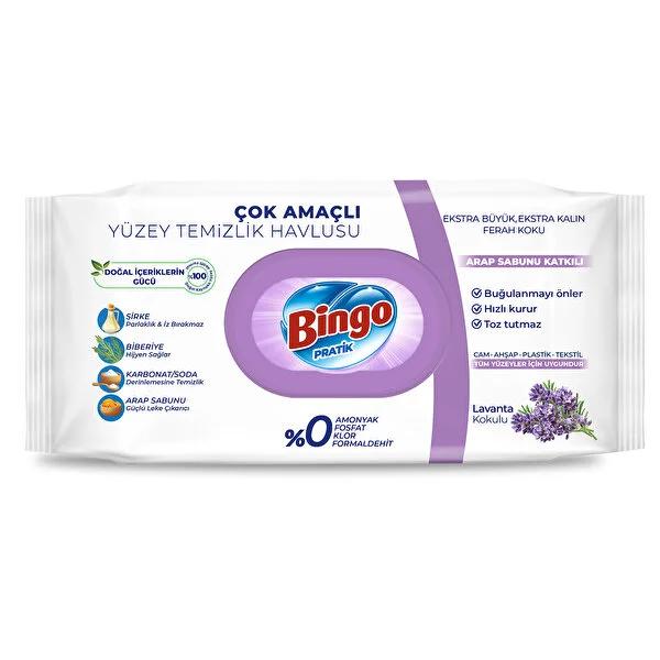 Bingo Lavender Surface Cleaning Wipes 96 Count - Natural, Streak-Free, Fog-Free - All Purpose, Kitchen & Bathroom Eco-Friendly Wipes