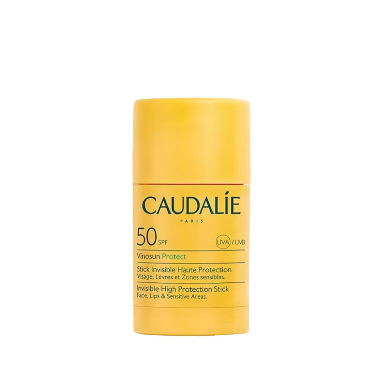 Caudalie Vinosun Protect SPF 50 Sunscreen Stick: Invisible, Vegan & Fragrance-Free High Protection for Face, Lips & Sensitive Skin