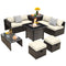 Outdoor 9 Pieces Patio Furniture Set with 50 000 BTU Propane Fire Pit Table