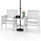 Outdoor Fir Wood Loveseat with 2-Tier Side Table and 1.96" Umbrella Hole