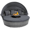 Outdoor PE Wicker Round Daybed with Retractable Canopy and Cushions-Navy