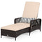 Outdoor Patio Wicker Chaise Lounge Chair with Adjustable Backrest and Pillow