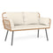 Outdoor Rattan 2-Seat Chair with Seat Back Cushions and Heavy-Duty Metal Legs