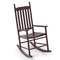 High-Back Acacia Wood Outdoor Rocking Chair with Solid Rocking Base