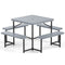Outdoor Square Picnic Table Bench Set for 4-8 People with Umbrella Hole