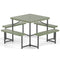 Outdoor Square Picnic Table Bench Set for 4-8 People with Umbrella Hole