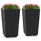 Outdoor Wicker Flower Pot Set of 2 with Drainage Hole for Porch Balcony