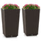 Outdoor Wicker Flower Pot Set of 2 with Drainage Hole for Porch Balcony