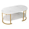 Oval Coffee Table 2-Tier Wooden Accent Table with Spacious Tabletop and Open Storage Shelf