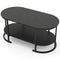 Oval Coffee Table 2-Tier Wooden Accent Table with Spacious Tabletop and Open Storage Shelf