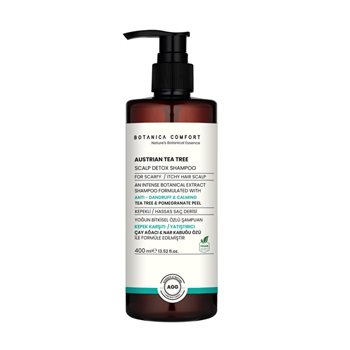 Botanica Comfort Austrian Tea Tree Scalp Detox Shampoo - Soothing, Anti-Dandruff, Natural Hair Care - 400ml